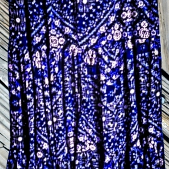 𝅺Scoop L 12-14 Blue and White Elastic Pull on Style Tiered 100% Rayon Skirt - Picture 3 of 7